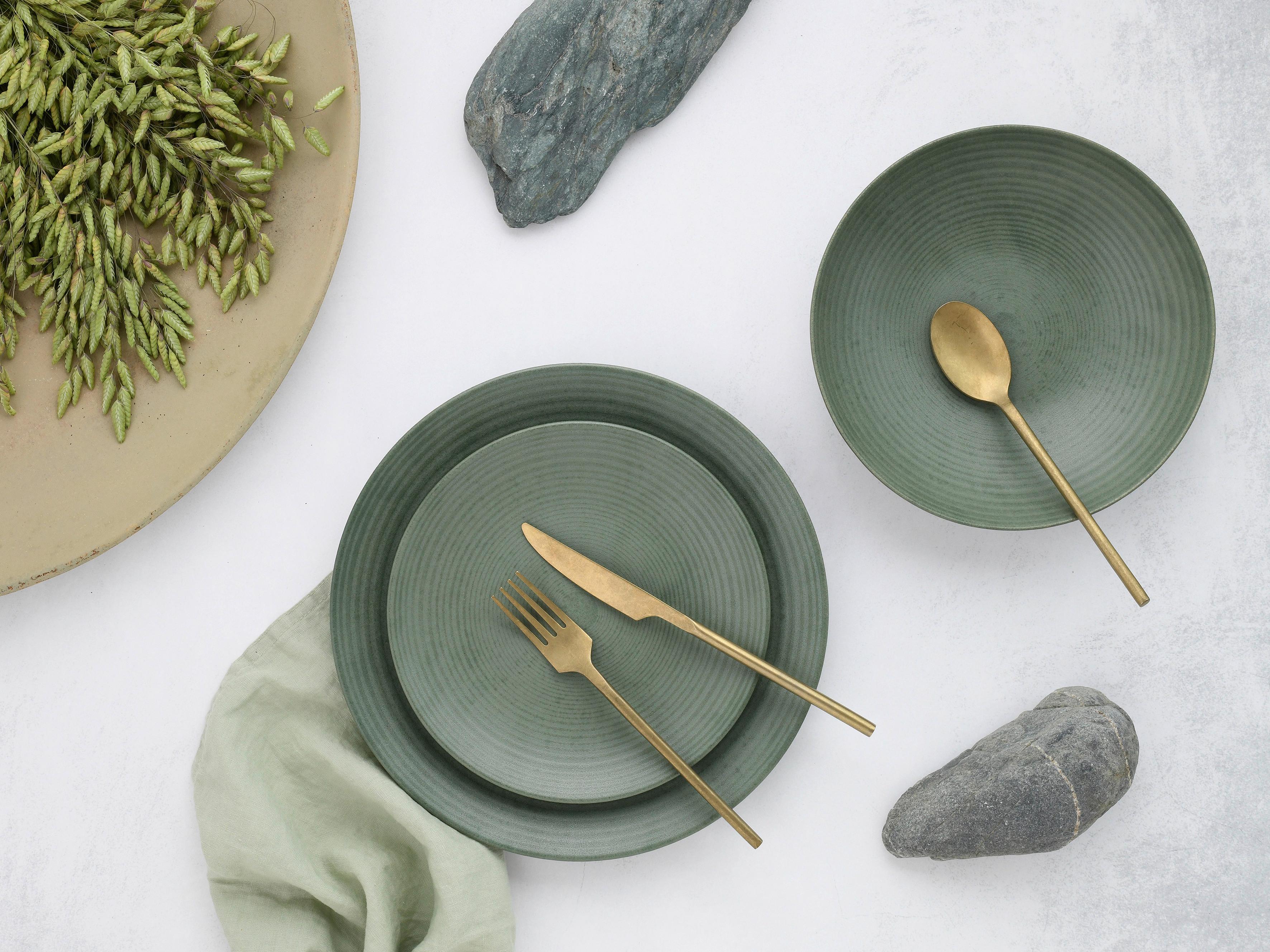 Tafelservice Catania Eukalyptus, 12--Teilig., Grün - Grün, Basics, Keramik - Creatable