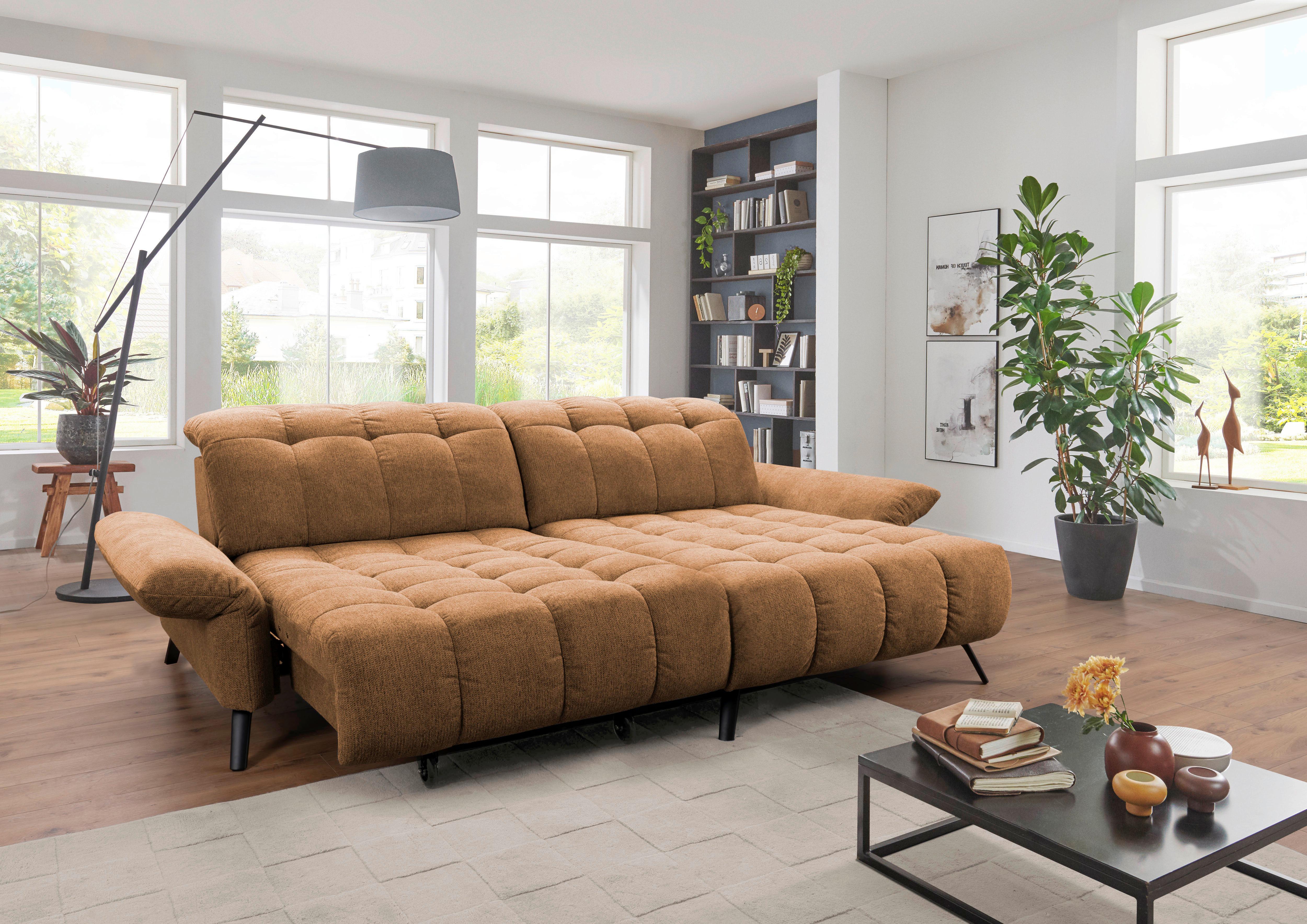 Ecksofa Coast Cognac B: 244-270 cm - Cognac/Schwarz, KONVENTIONELL, Holzwerkstoff/Textil (244-270/87-104/173cm)