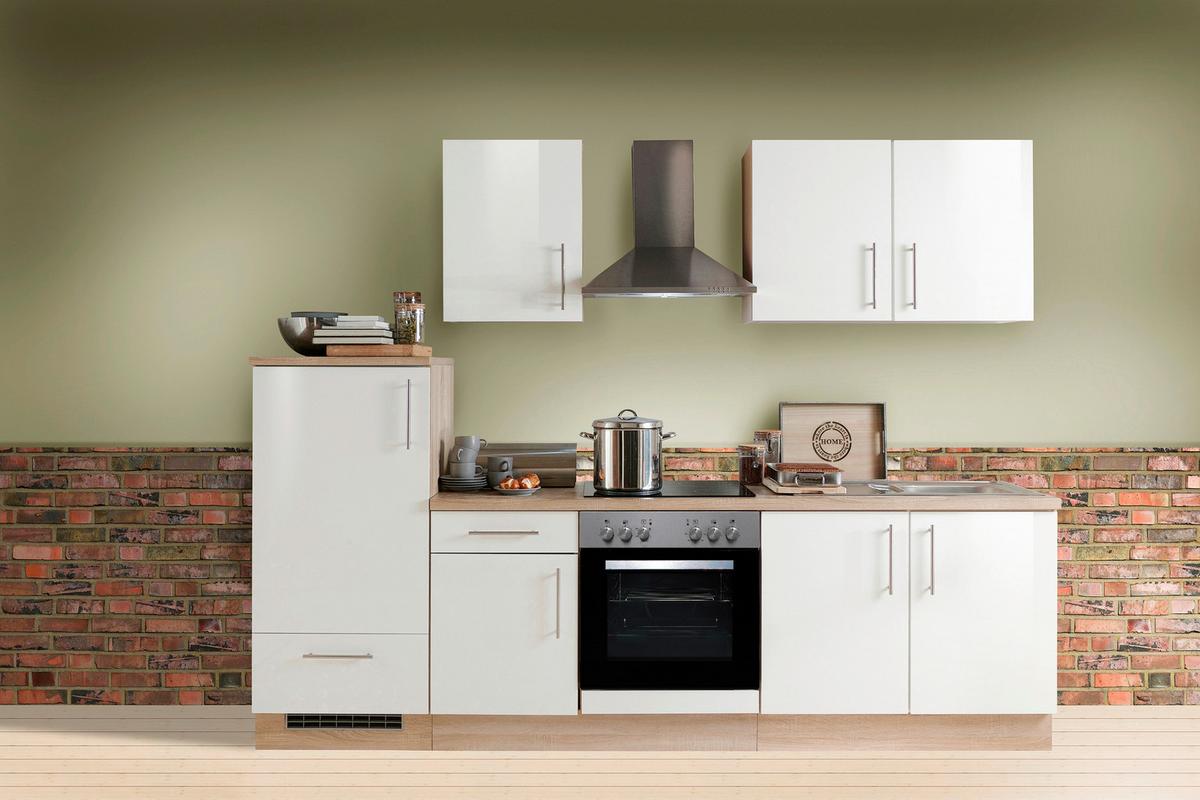 Küchenblock Premium - Weiß Hochglanz/Sonoma Eiche, KONVENTIONELL, Holzwerkstoff (270cm) - Menke