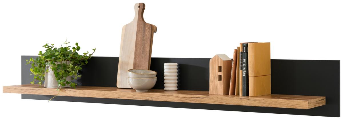 Wandboard Catania Anthrazit/Eiche Dekor B: 150cm - Anthrazit/Eiche Wotan, Design, Holzwerkstoff (150/20/20cm) - MID.YOU