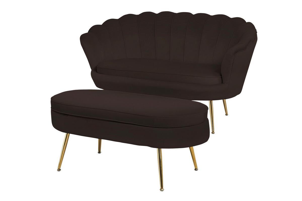 2-sitzer-sofa Schwarz B: 136 Cm - Goldfarben/Schwarz, MODERN, Textil (136/78/77cm) - Livetastic