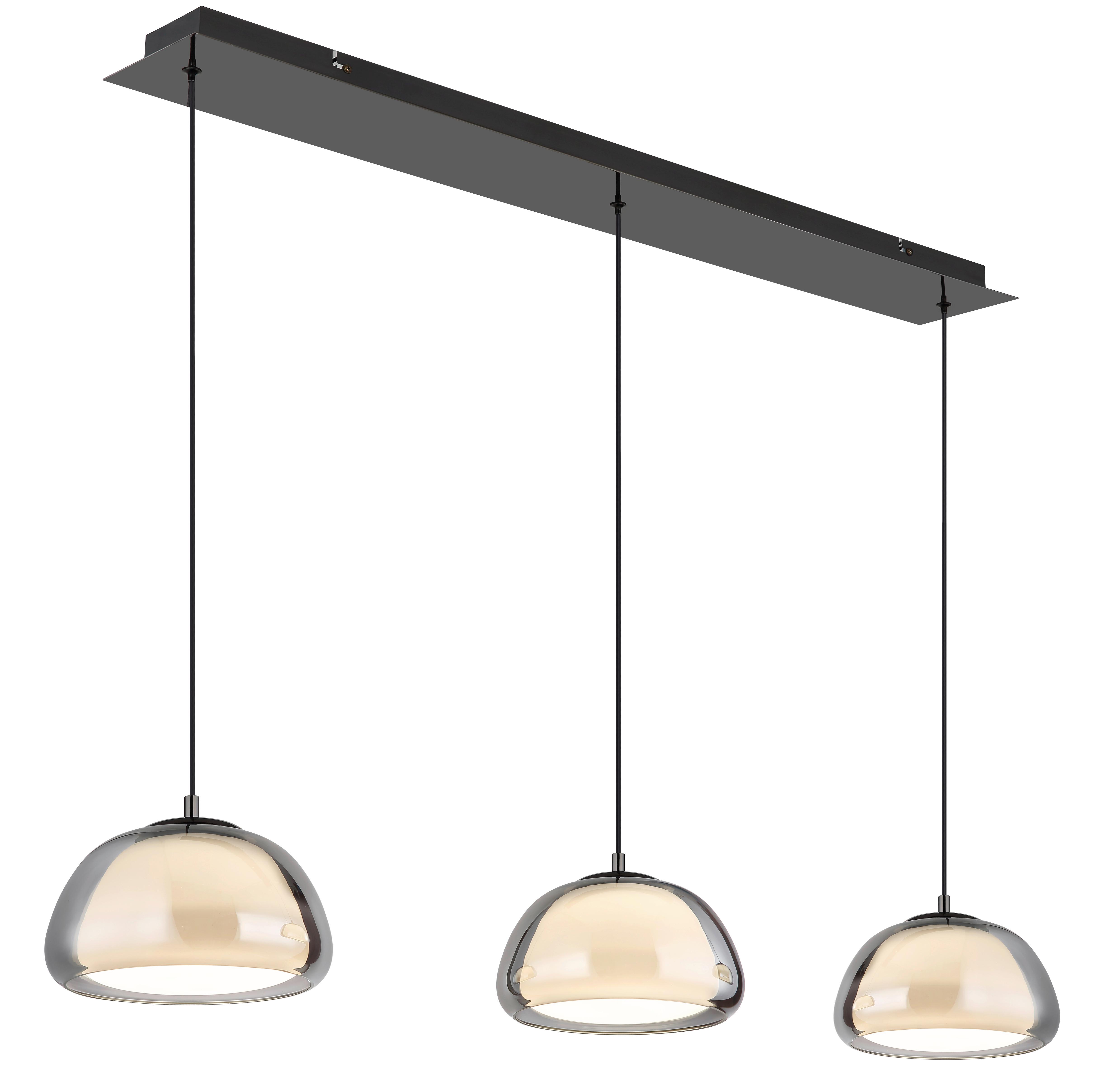 Hängeleuchte Avila Rauchglas ca. 117x25x150 cm - Schwarzchrom/Schwarz, Design, Glas/Kunststoff (117/25/150cm) - Globo
