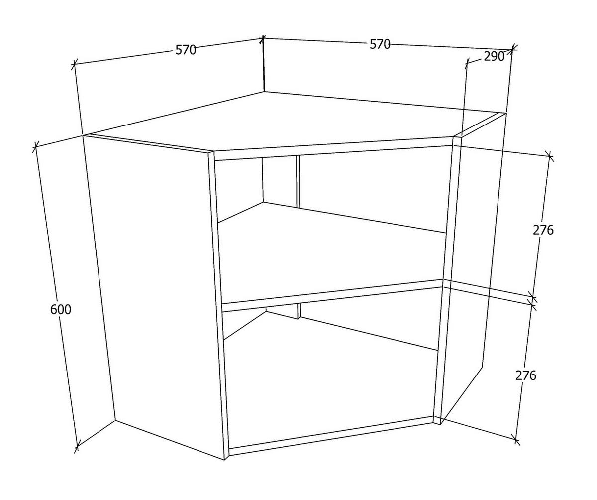Eckoberschrank Esilo B: 57 cm Weiß/Eiche Dekor - Weiß/Sonoma Eiche, KONVENTIONELL, Holzwerkstoff (57/60/57cm) - MID.YOU