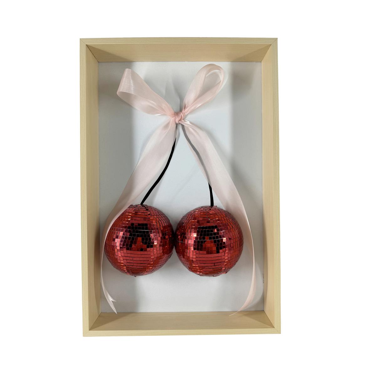 Dekokirsche Cherry - Pink/Rot, KONVENTIONELL, Glas/Holzwerkstoff (45/30/6cm) - Luca Bessoni