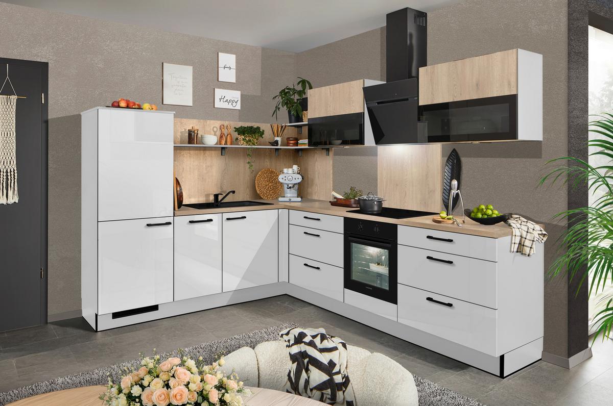 Eckküche Pn215/pn100 - Eichefarben/Hellgrau, MODERN, Holzwerkstoff (230/285cm) - Pino