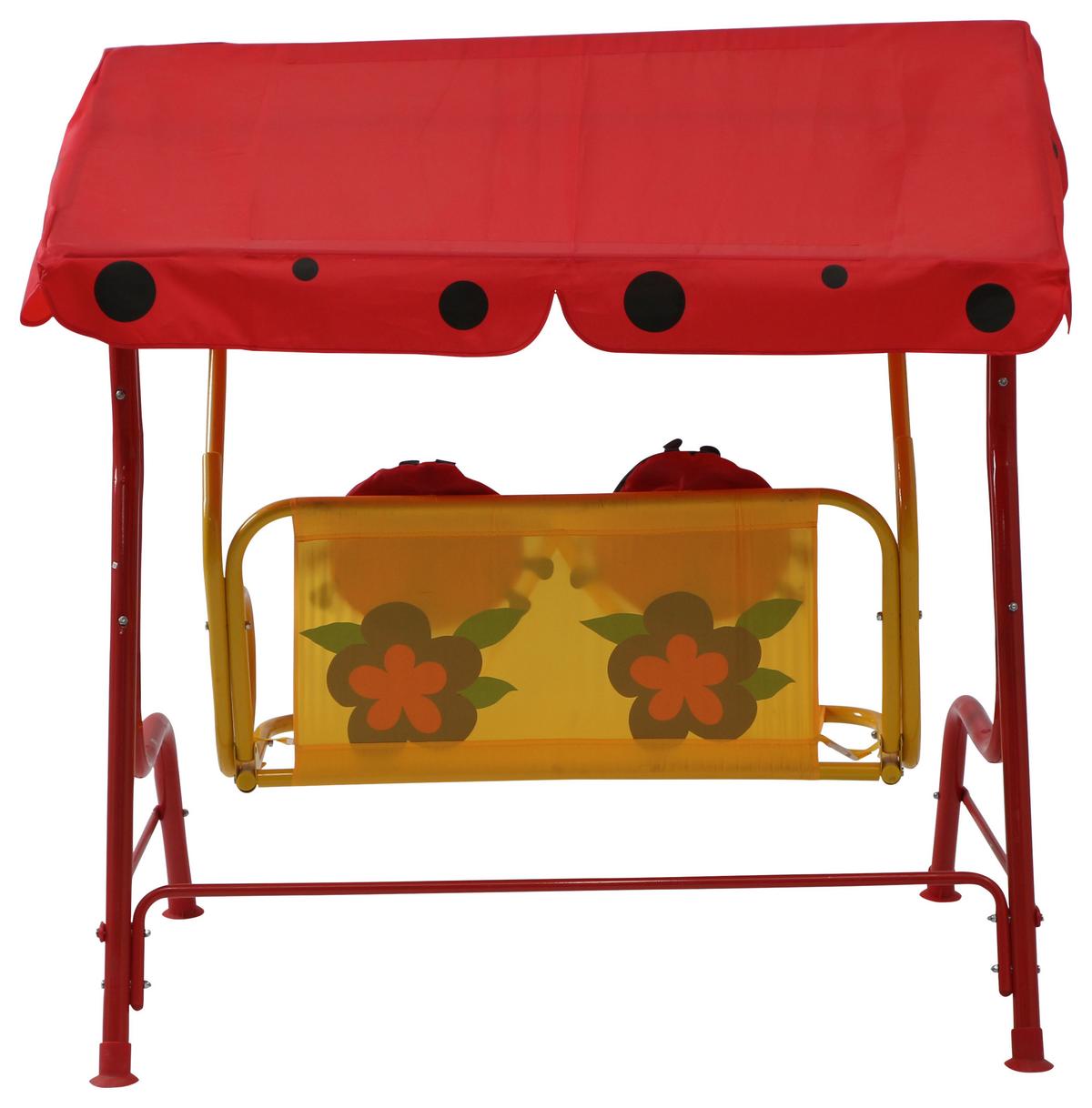 Kinder-Hollywoodschaukel Stahl, Rot - Rot, MODERN, Textil/Metall (115/118/75cm) - Siena Garden