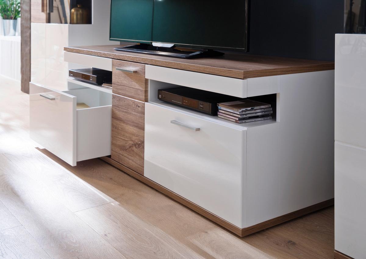 TV-Element Luzern B: 150 cm Weiß/Eiche Dekor - Eichefarben/Weiß, Design, Holzwerkstoff (150/55/50cm) - Livetastic