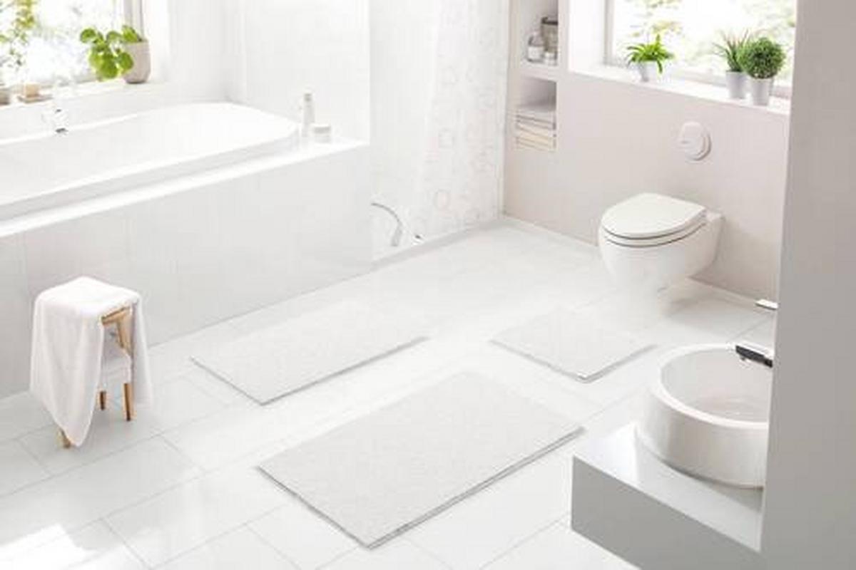 Badematte Roman - Weiß, Basics, Textil (65/115cm) - Grund