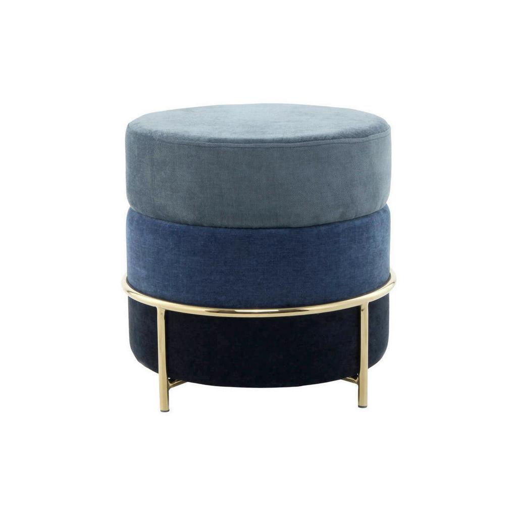 Hocker Pouf Struktur Blau H: 46 Cm Rund