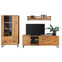 Wohnwand Arezzo Wildeiche/Anthrazit B: 319 cm - Wildeiche/Anthrazit, Design, Glas/Holz (319/186/50cm) - MID.YOU