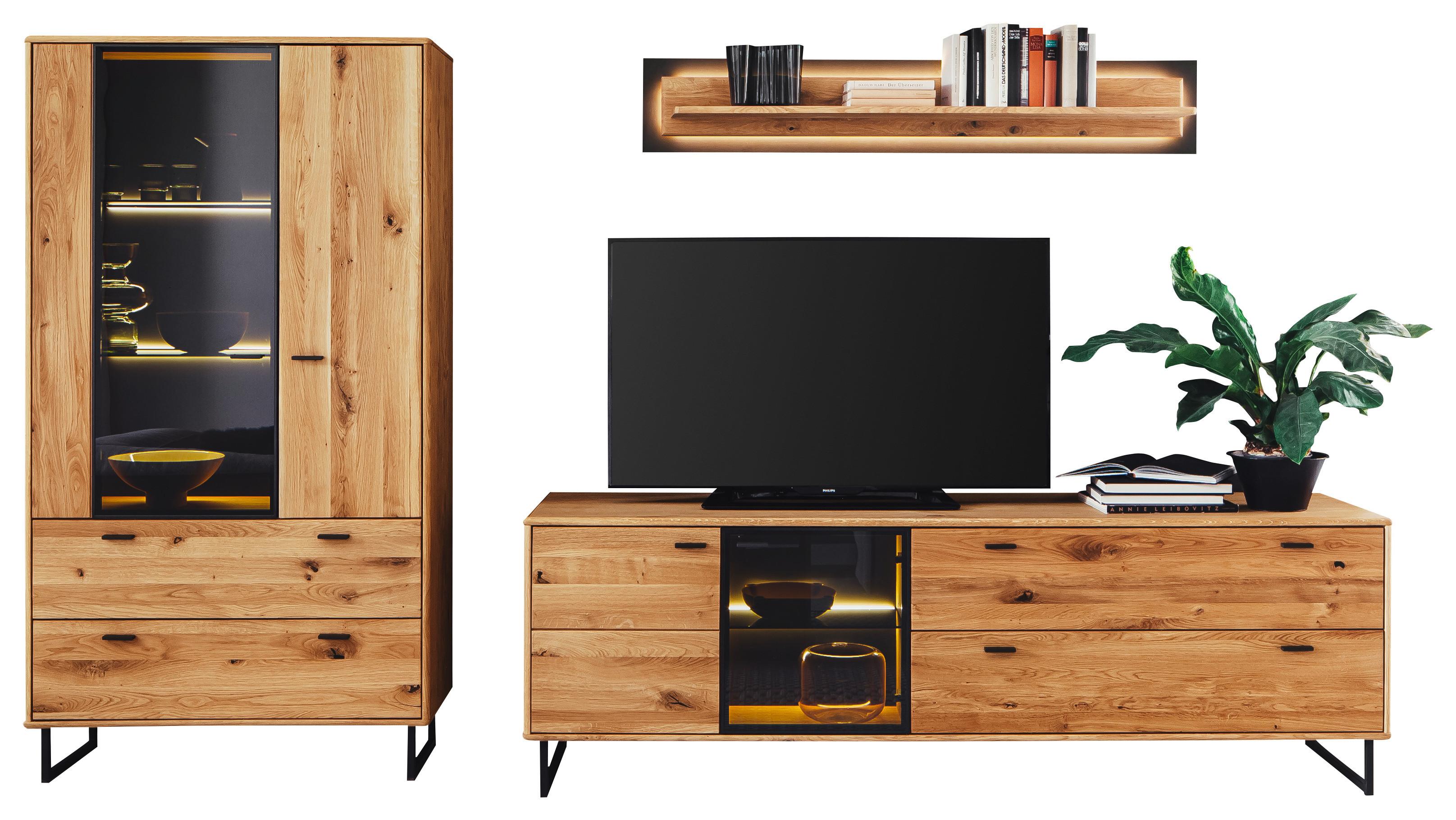 Wohnwand Arezzo Wildeiche/Anthrazit B: 319 cm