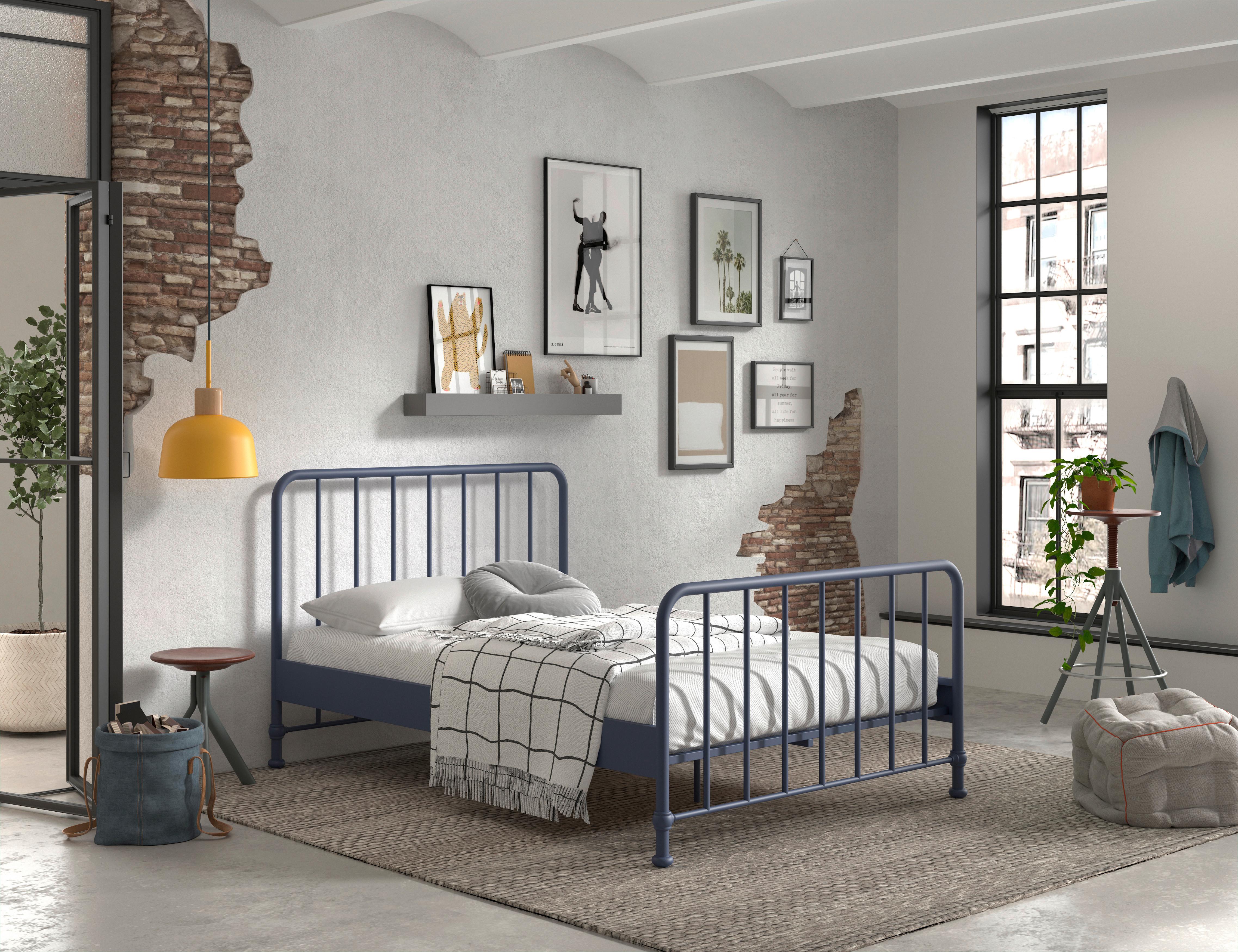 Kinderbett Bronx 140x200 cm Eisen Blau inkl. Lattenrost - Blau, ROMANTIK / LANDHAUS, Holz/Metall (140/200cm) - MID.YOU