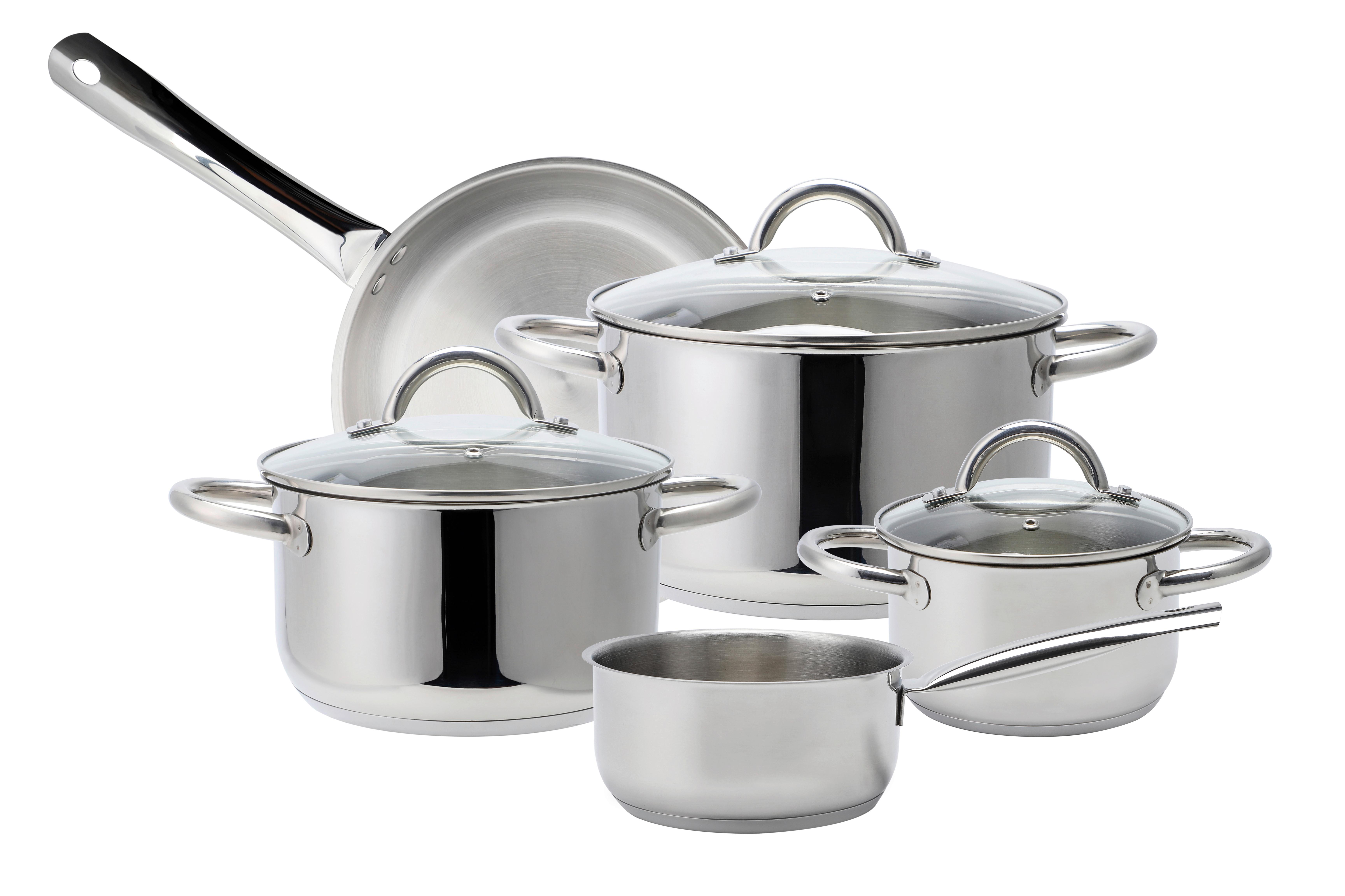 Kochtopfset 8-Teilig Edelstahl Silberfarben Rostfrei - Silberfarben, Basics, Glas/Metall - Echtwerk