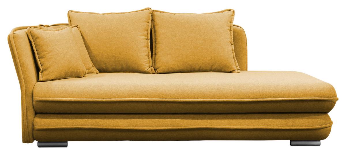 Liege Latte Gelb inkl. Bettkasten Ottomane Links - Gelb/Silberfarben, Design, Textil (107/84/99/224cm) - MID.YOU