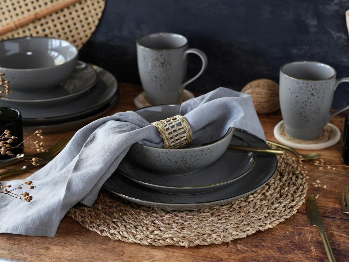 Kombiservice Nature Grau 16-teilig - Grau, Basics, Keramik - Creatable