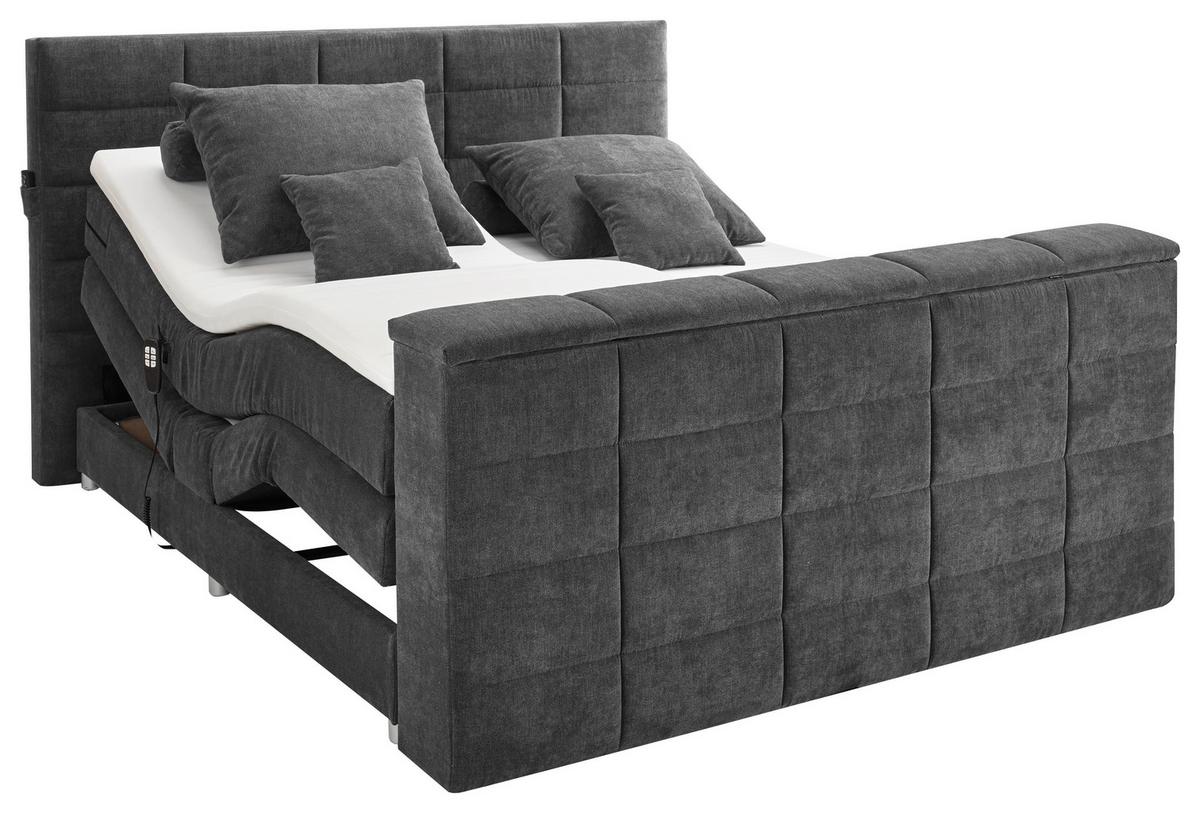 Boxspringbett Mit Topper 180x200 Cm Demver - Anthrazit, KONVENTIONELL, Textil (180/200cm) - Carryhome