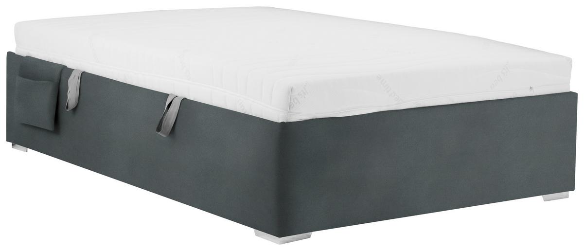 Posteľ Remi s bočnicami 120x200, poťah grafitový - prírodná farba/grafitová, Konventionell, drevo/textil (120/200cm)