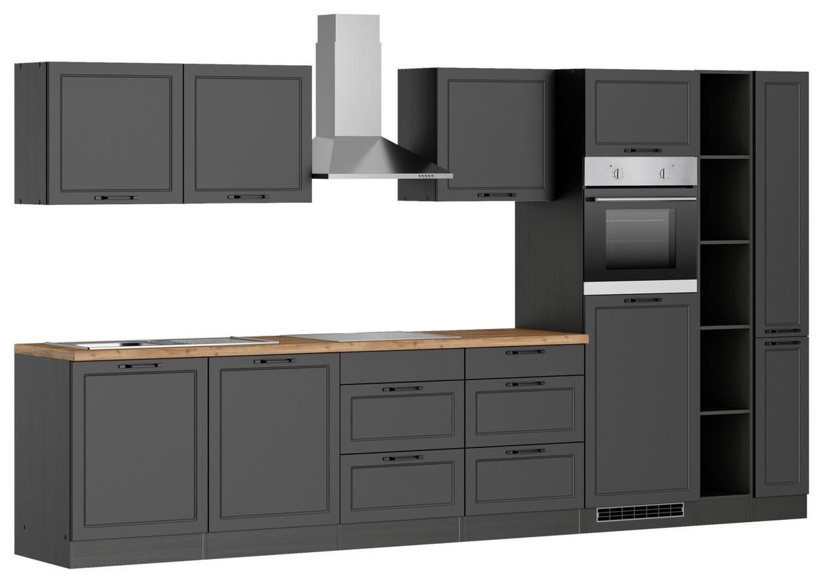 Küchenzeile Meran Mit Geräten B: 360 Cm Grau/eiche Dekor - Eiche Wotan/Grau, LIFESTYLE, Holzwerkstoff (360cm) - Held