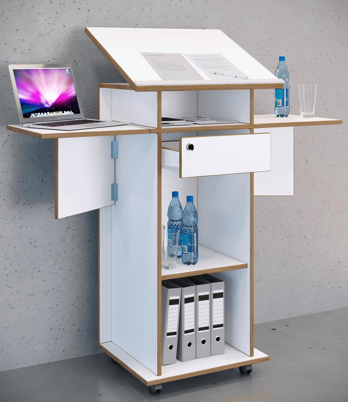 Stehpult Salia Weiß, Honigeiche B: 123 Cm - Honigeiche/Weiß, Design, Holzwerkstoff (123/128/44cm) - MID.YOU