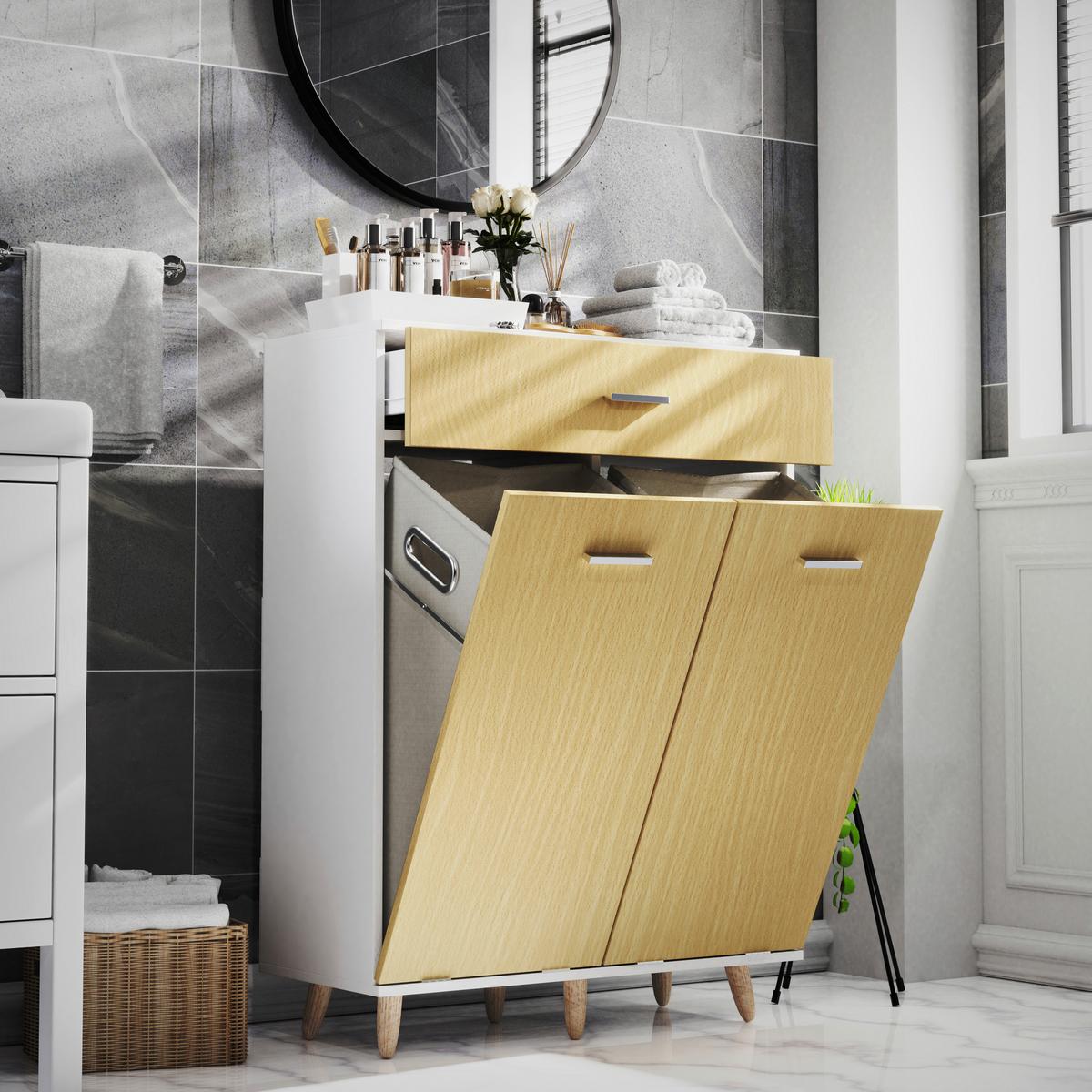 Midischrank Landos M Weiß/Hongieichefarben, B: 79cm - Honigeiche/Weiß, MODERN, Holzwerkstoff/Kunststoff (79/107/35cm) - MID.YOU