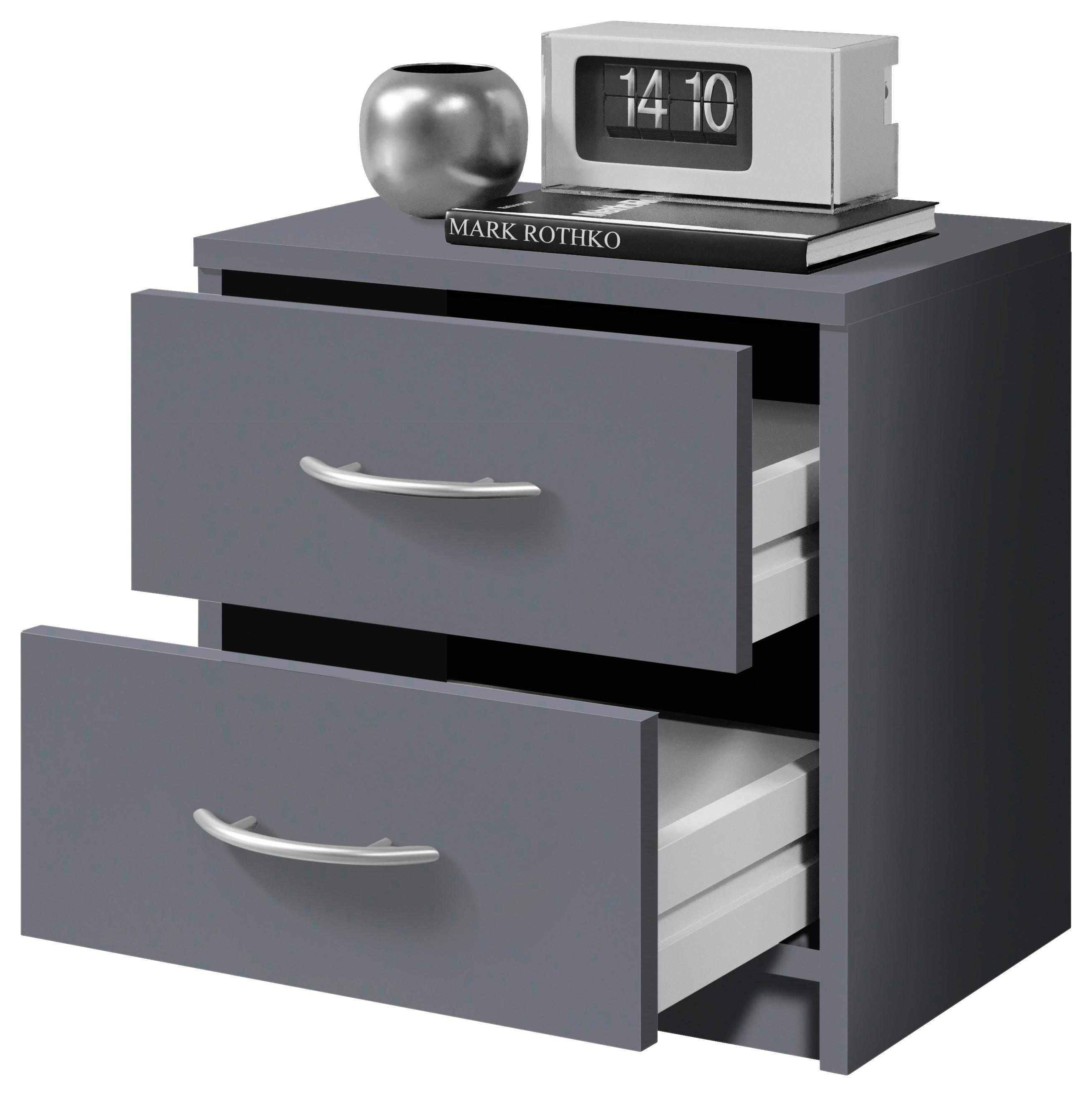 Nachtkästchen Pepe B: 38,5 Cm Graphitfarben - Schwarz/Graphitfarben, Basics, Holzwerkstoff (38,5/39/28,2cm) - P & B