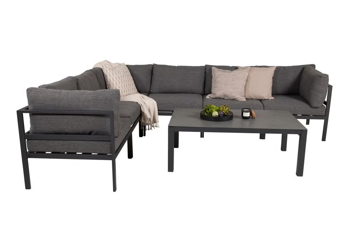 Loungetisch Copacabana - Schwarz, KONVENTIONELL, Glas/Metall (120/70/45cm) - Gardenson