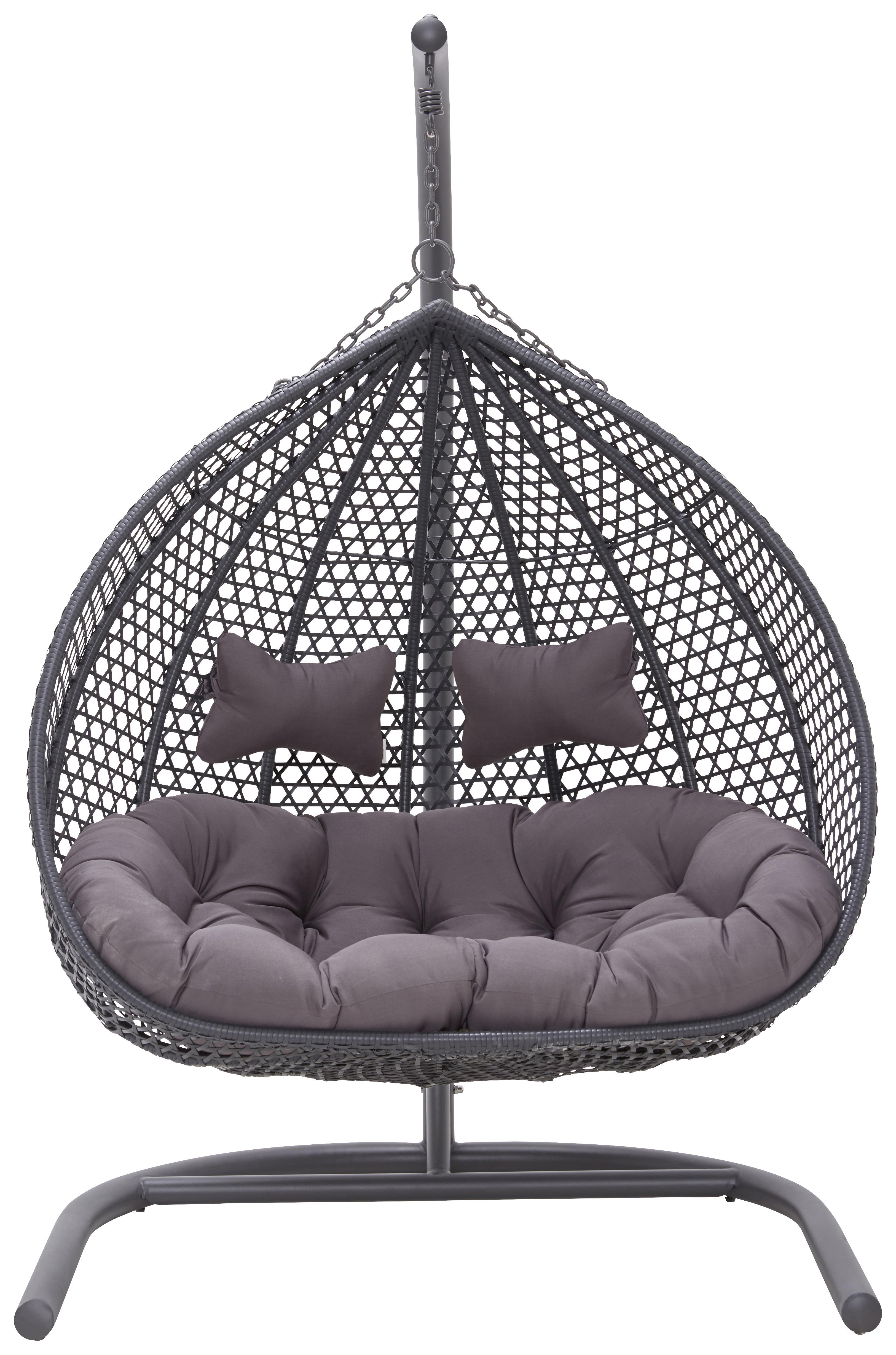 Xxl Závesné Kreslo Bari Vrátane Vankúšov - tmavosivá, Moderný, kov/textil (130/201/116cm) - Modern Living