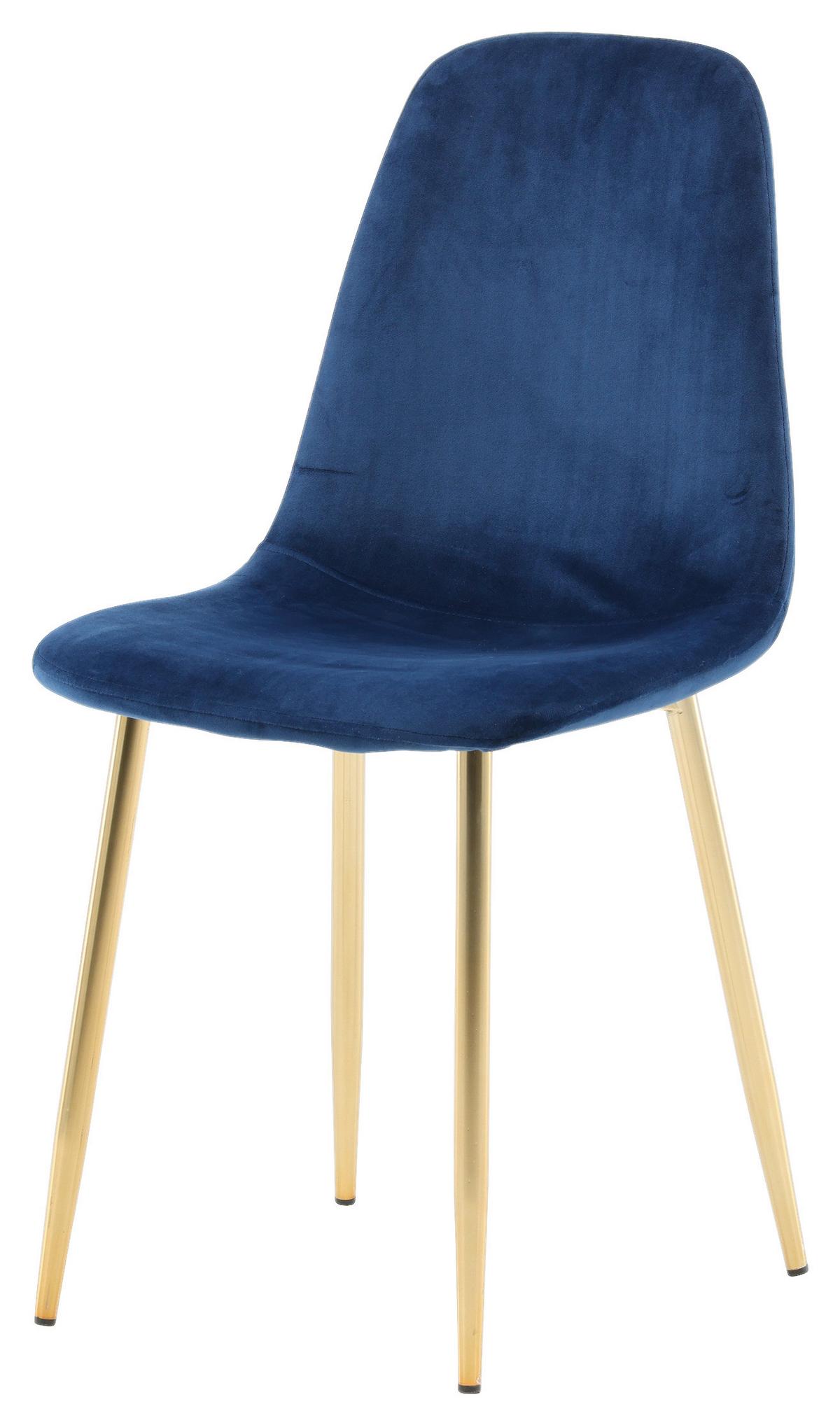 Stuhl-Set Polar - Messingfarben/Hellblau, Design, Textil/Metall (44/86/52cm) - Livetastic