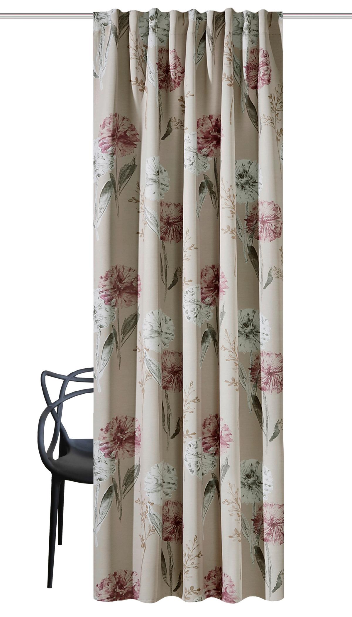 Fertigvorhang Peppe - Naturfarben/Rosa, ROMANTIK / LANDHAUS, Textil (135/245cm)