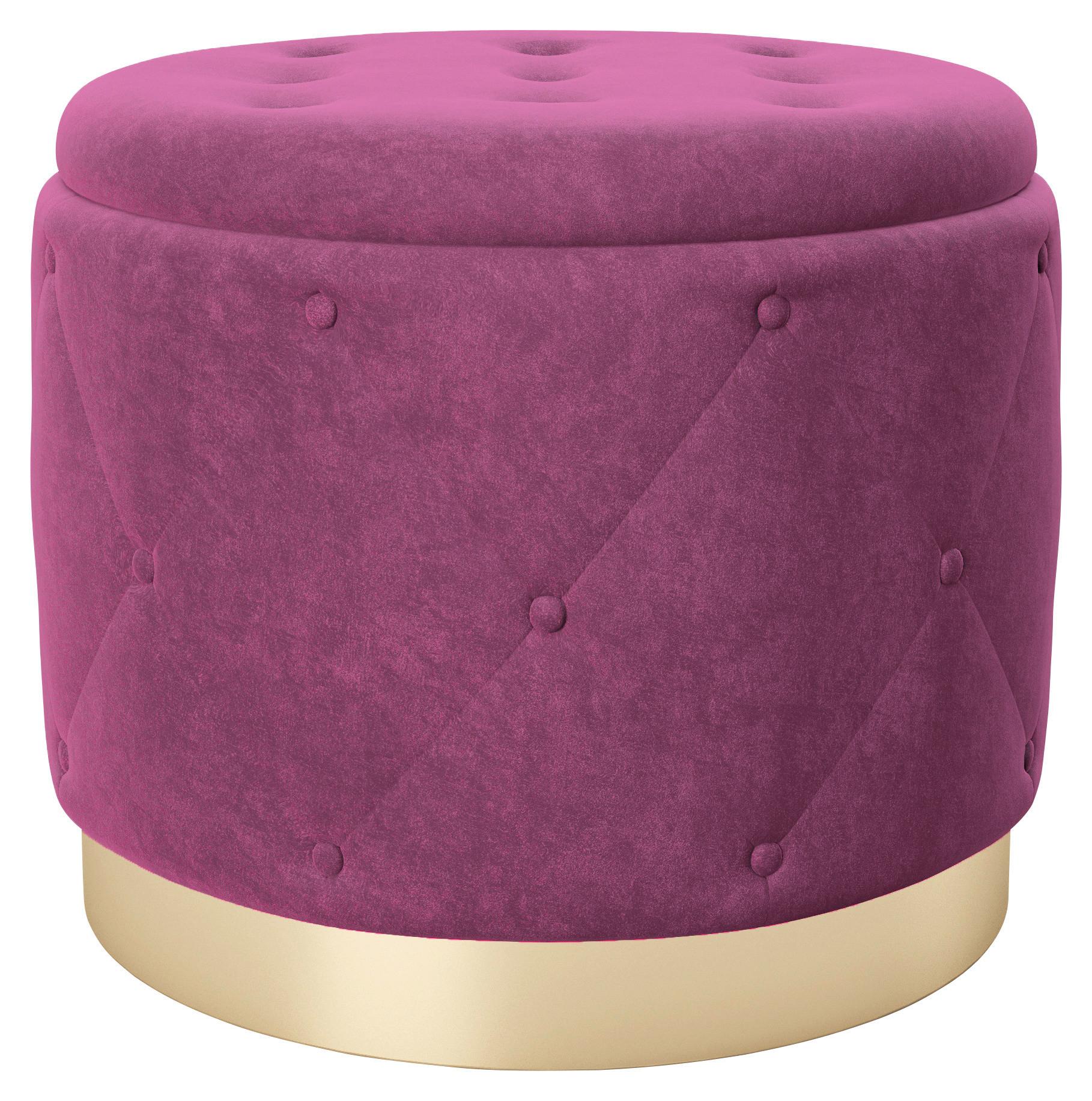 Hocker Pouf Liz Samt Lila H: 40 cm mit Stauraum - Beere, LIFESTYLE, Textil (50/40/50cm) - Playboy