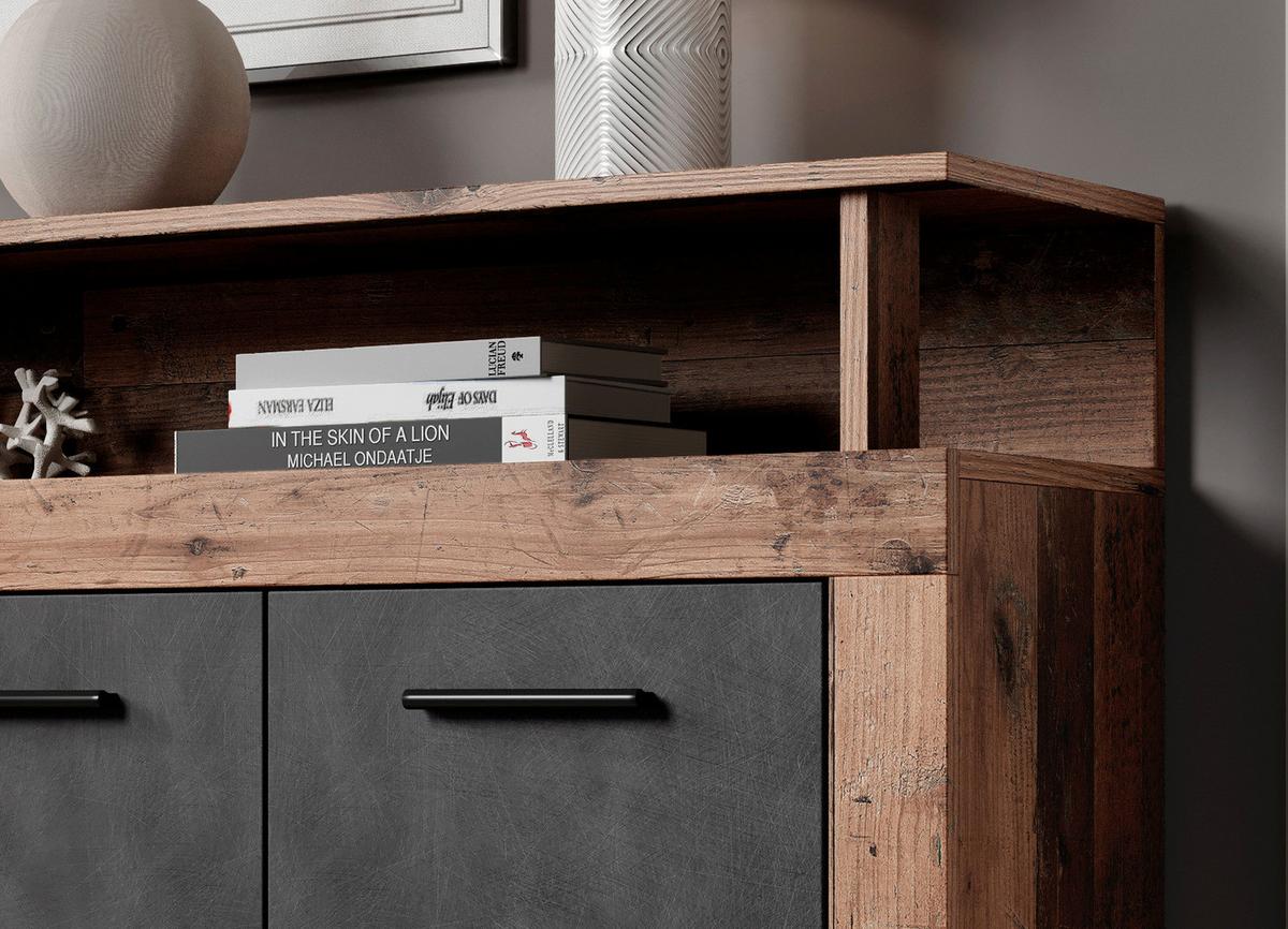 Sideboard Stehend B: 190 Cm Luna Eiche Old Style/anthrazit - Alteiche/Anthrazit, Basics, Holzwerkstoff (190/95/32cm) - MID.YOU