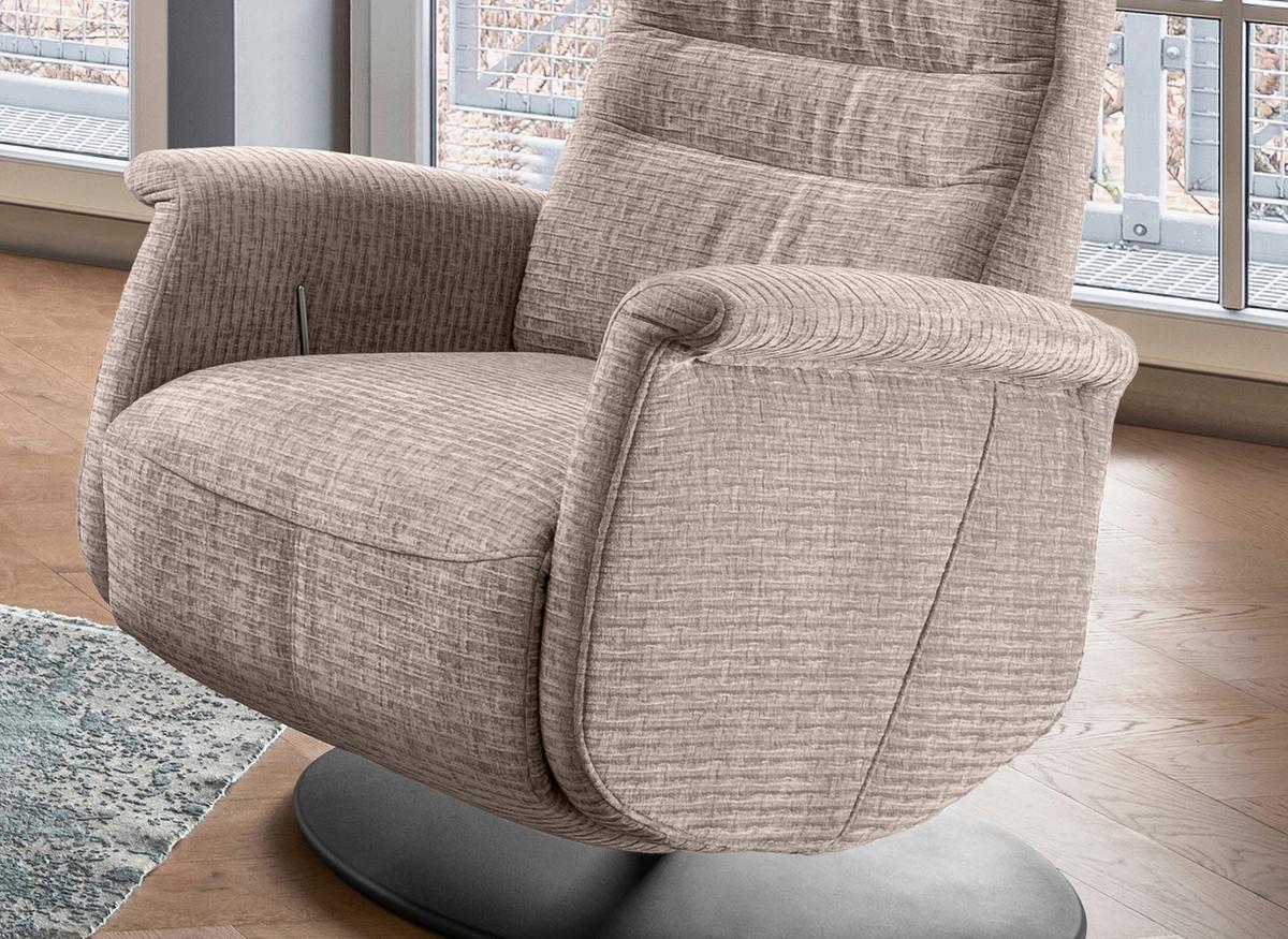 Relaxsessel Latina Beige 360 Grad Drehbar, B: 72 Cm - Beige/Schwarz, MODERN, Textil (72/118/85-165cm) - Livetastic