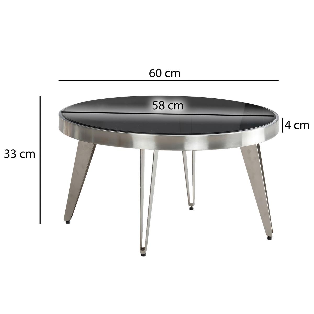 Couchtisch Silberfarben L: 60 cm - Silberfarben, Design, Glas/Metall (60/60/33cm) - MID.YOU