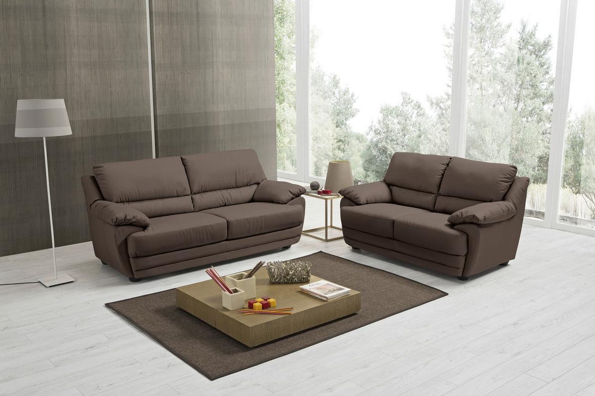 2-sitzer-sofa Nebolo Braun Lederlook - Braun, Design, Textil (209/97/100cm) - Livetastic