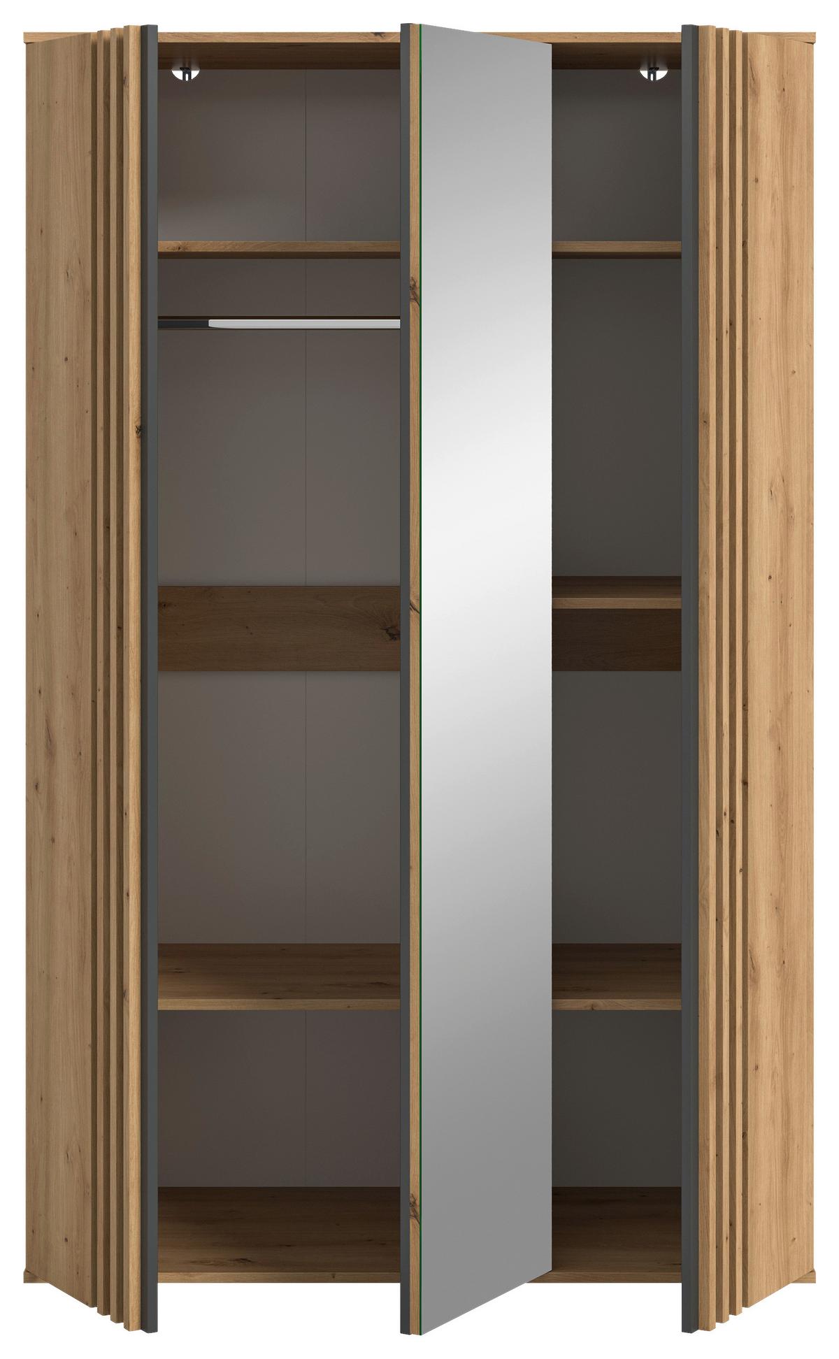 Drehtürenschrank Tofta Eiche Dekor/Anthrazit B: 120cm - Anthrazit/Eiche Artisan, ROMANTIK / LANDHAUS, Holzwerkstoff (120/192/56cm) - Livetastic