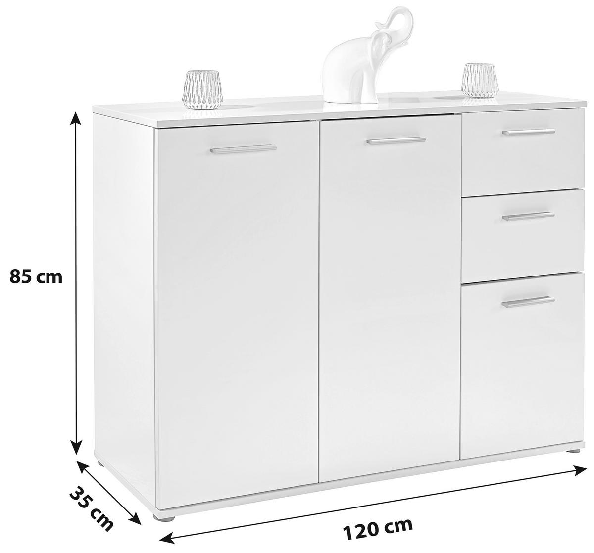 KOMODA CHRISTIAN NEW 2 - bílá/barvy hliníku, Moderní, kompozitní dřevo/plast (120/85/35cm)