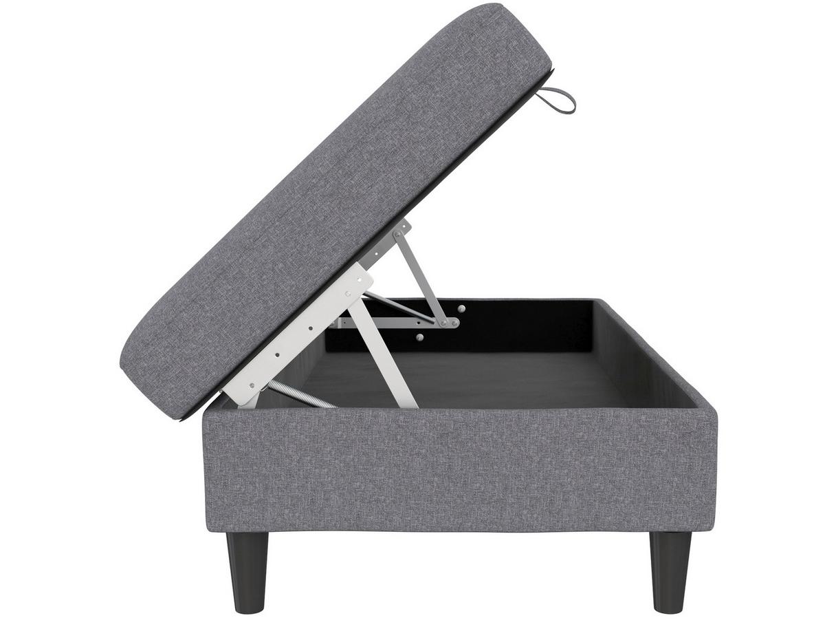 Hocker Hannover Grau, mit Stauraum - Schwarz/Grau, Basics, Textil (130/43/69cm) - Livetastic