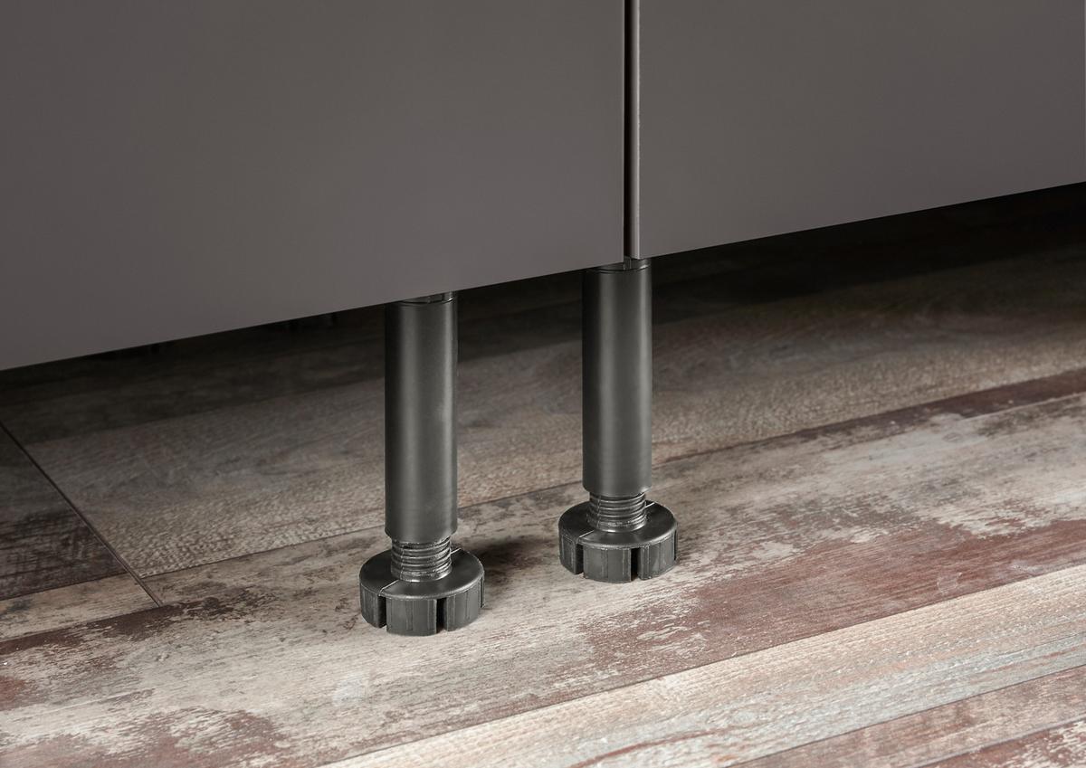 Küchenzeile mit Geräten B: 370 cm Grau/Eiche Dekor - Anthrazit/Eiche Artisan, LIFESTYLE, Holzwerkstoff (370cm) - Respekta