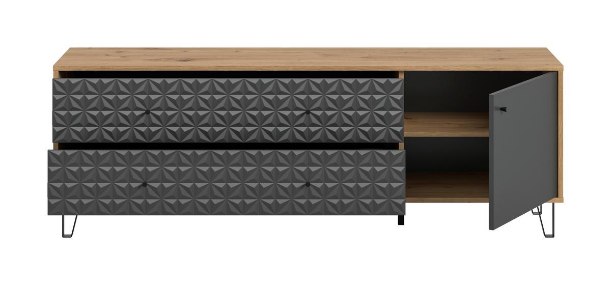 Lowboard Prisma, Anthrazit B: 164 Cm - Anthrazit/Schwarz, Design, Holzwerkstoff (164/56/40cm) - Livetastic