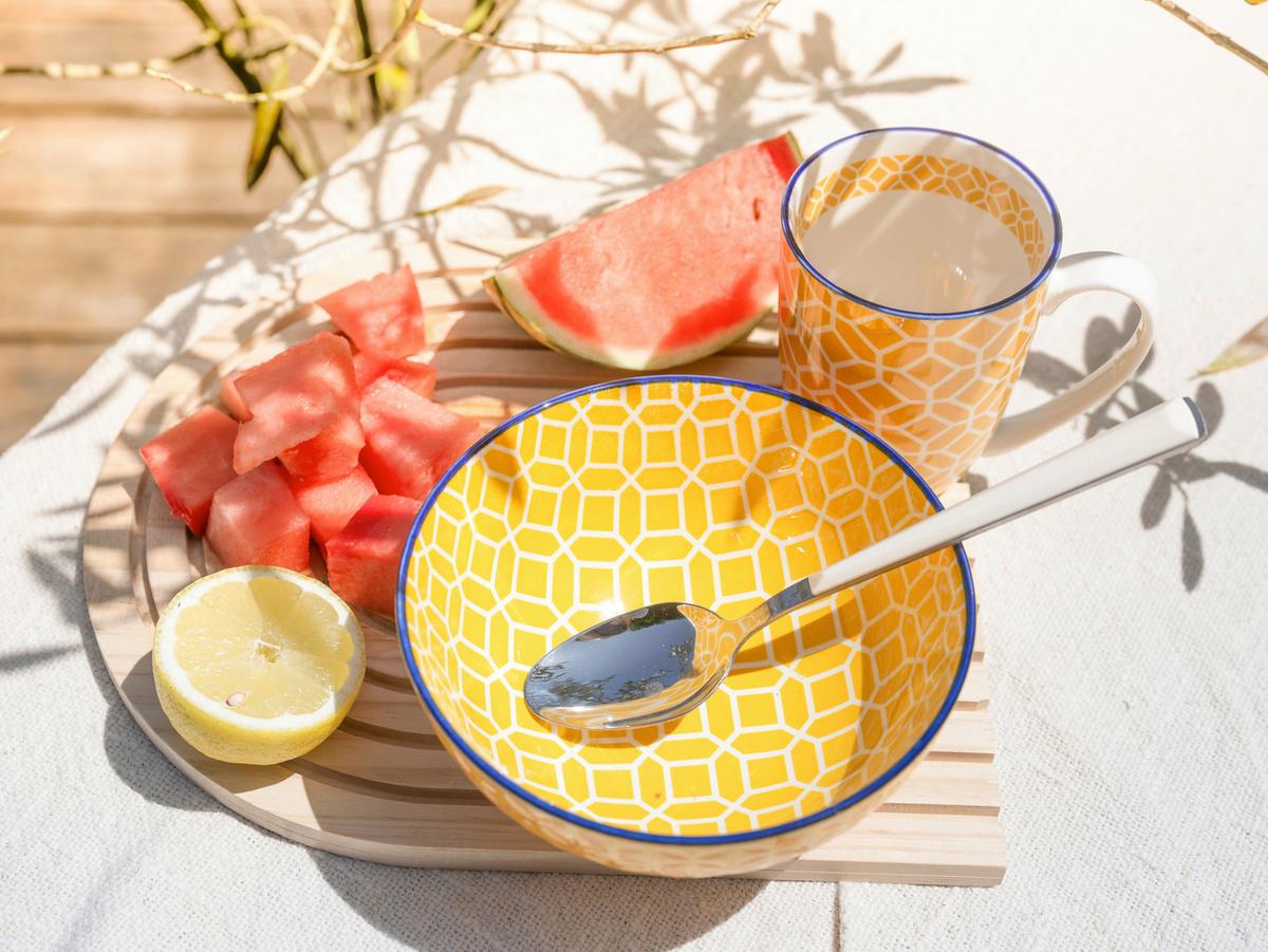 Kombiservice Keramik, Weiß/Gelb, 16--Teilig. - Currygelb/Weiß, Basics, Keramik - Creatable