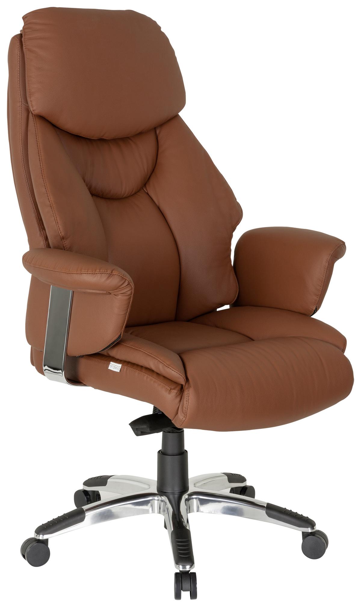 Chefsessel Prado Braun - Chromfarben/Braun, MODERN, Leder/Kunststoff (63/140/52cm) - MID.YOU