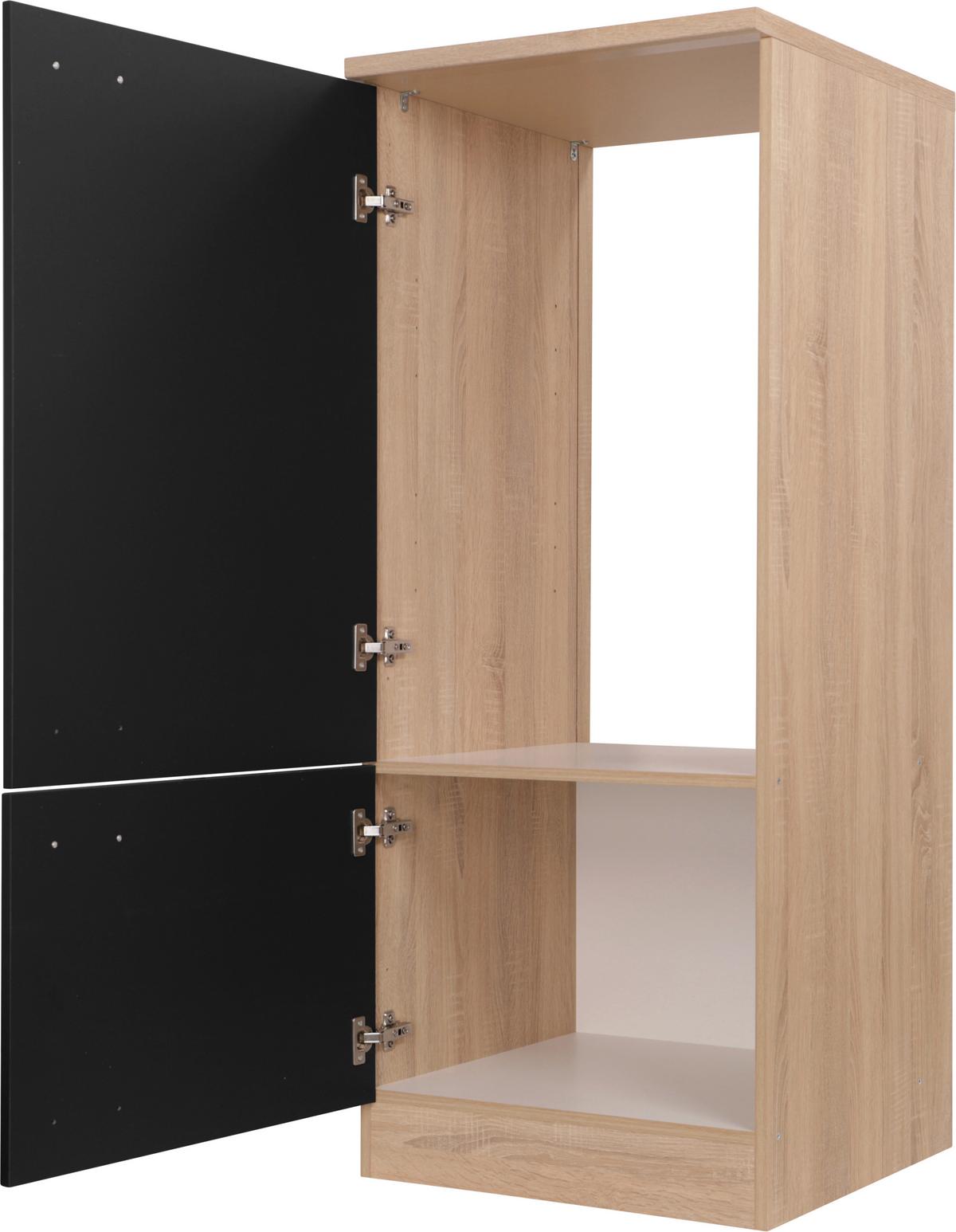 Geräteumbauschrank Merle Schwarz, Eiche Dekor B: 60 cm - Eichefarben/Schwarz, Basics, Holzwerkstoff (60/144,8/60cm) - Respekta