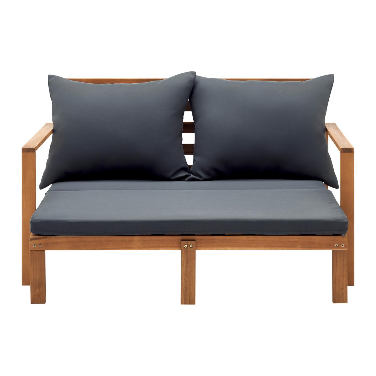 Záhradní pohovka PIA - tmavě šedá, Moderní, dřevo/textil (130/75/80-130cm) - Bessagi Garden