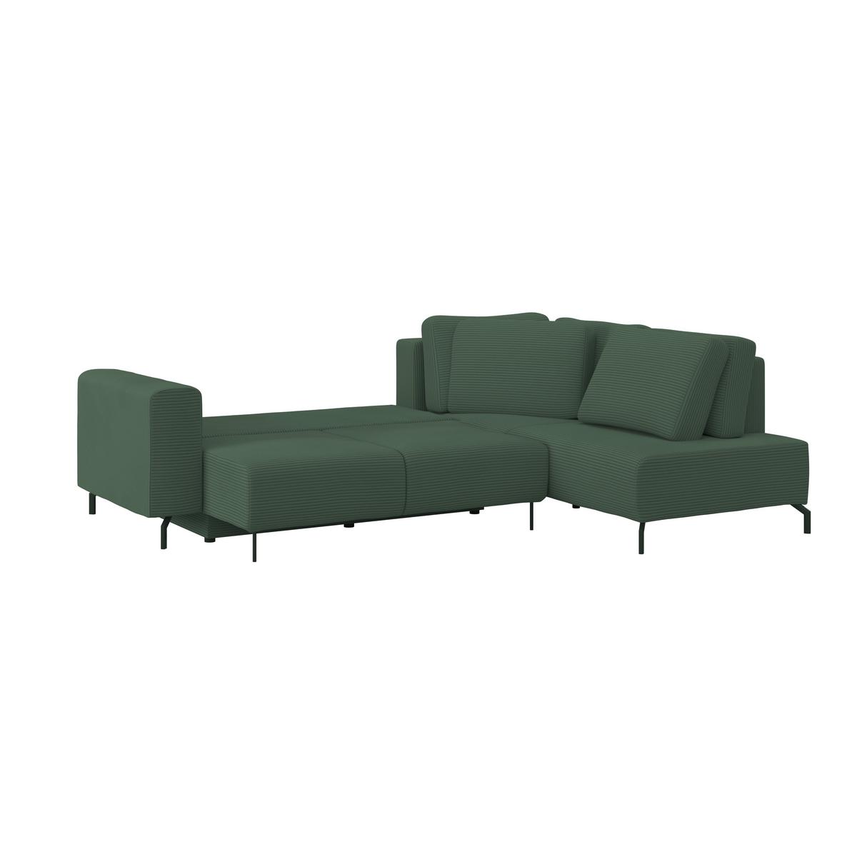 Ecksofa Veni Ecke R - Dunkelgrün/Schwarz, MODERN, Textil (272/210cm) - Ondega
