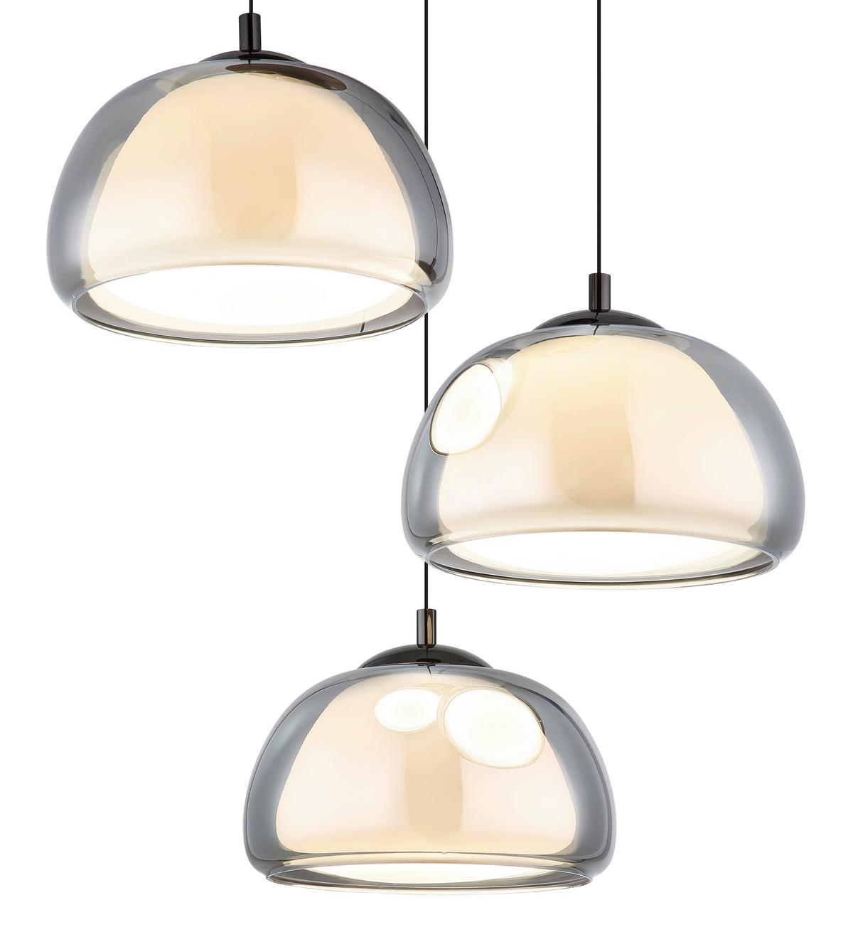 Hängeleuchte Avila Rauchglas ca. 50x150 cm - Schwarzchrom/Schwarz, Design, Glas/Kunststoff (50/150cm) - Globo