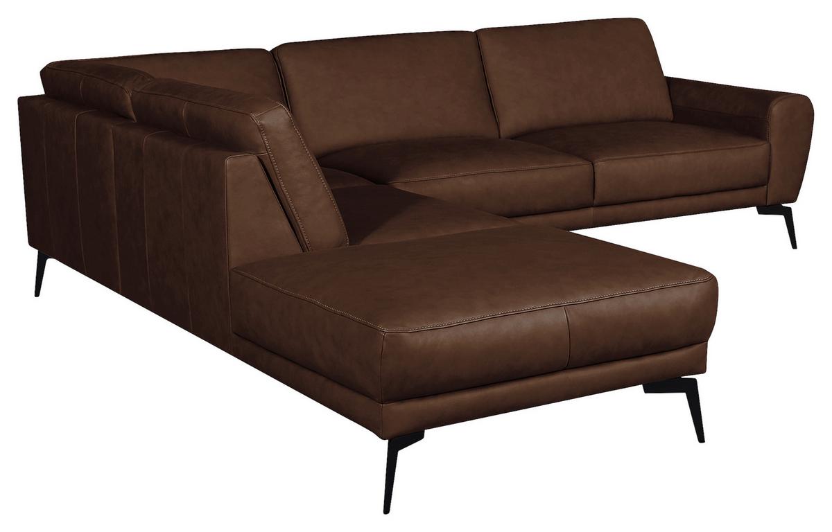 Ecksofa Spring D. Scwarz S: 250x273 cm - Dunkelbraun/Schwarz, Design, Leder (250/273cm) - Livetastic