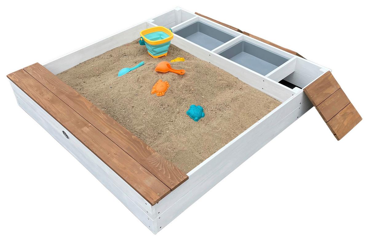 Sandkasten A031.016.01 - Braun/Weiß, KONVENTIONELL, Holz (117/18,7/119cm) - Ambia Garden