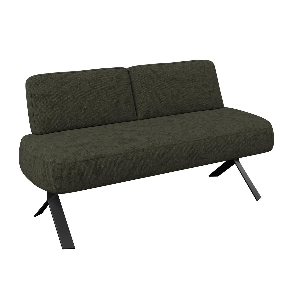 Sitzbank grün mit Metallbeinen Ulmo B: 162 cm - Schwarz/Grün, MODERN, Textil/Metall (162/83/71cm)