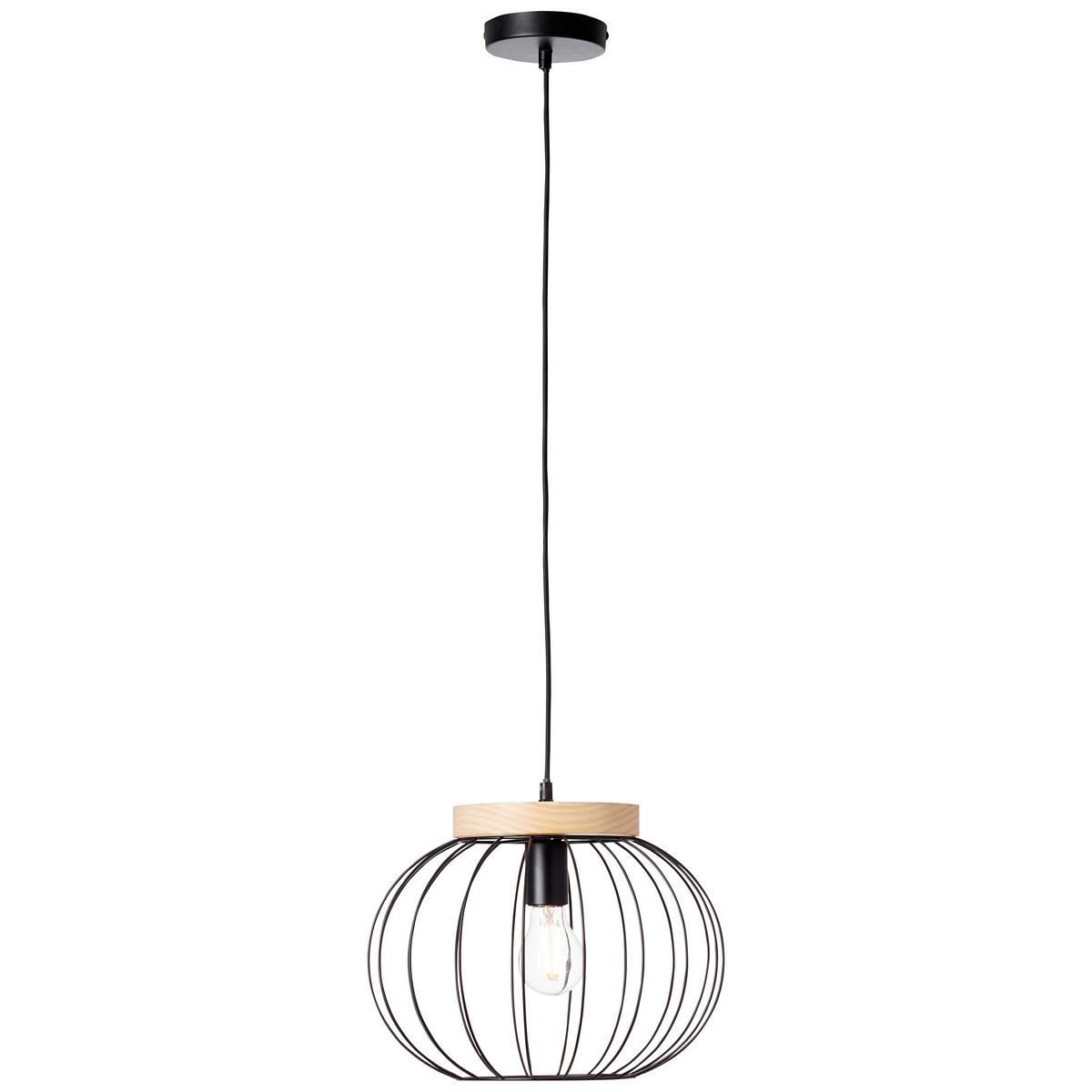 Hängeleuchte Sorana H: 130 cm 1-Flammig, Holz/Metall - Schwarz/Braun, Design, Holz/Metall (35,5/130cm) - Brilliant