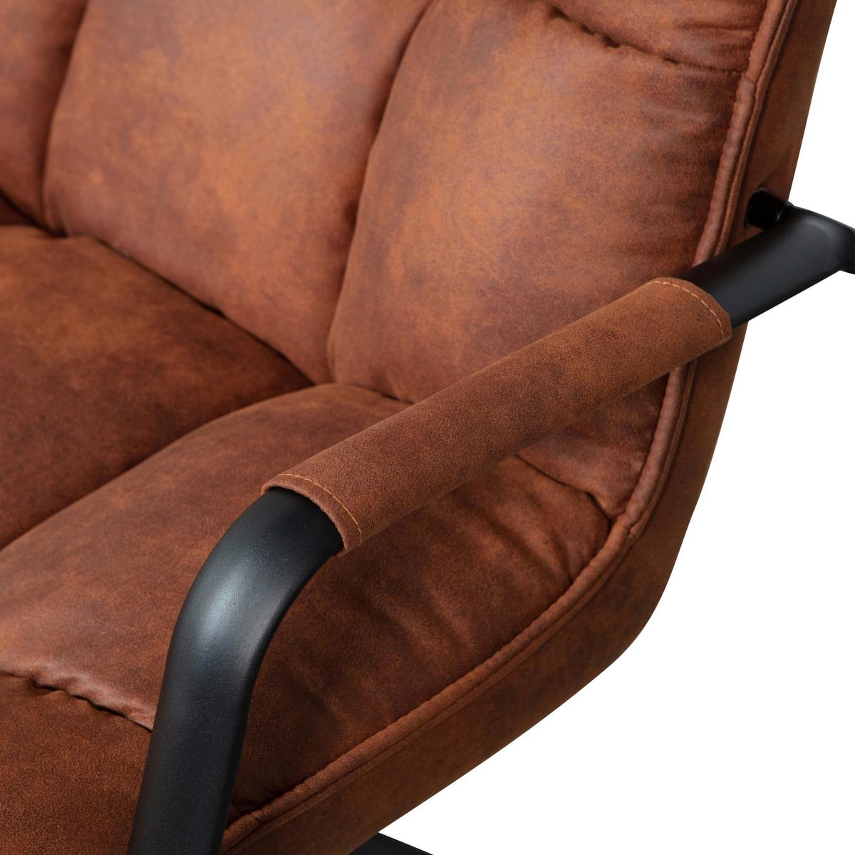 Sessel Jouke Cognac B: 77cm - Cognac/Schwarz, Design, Textil/Metall (77/97/69cm) - Livetastic